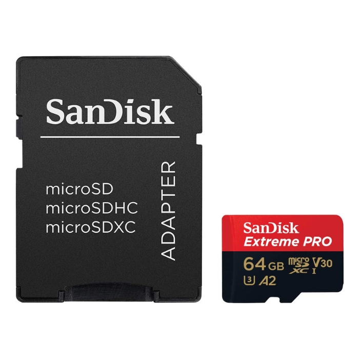 Tarjeta de Memoria MicroSD SanDisk Extreme PRO con Adaptador SD 64GB UHS-I/U3/V30/A2